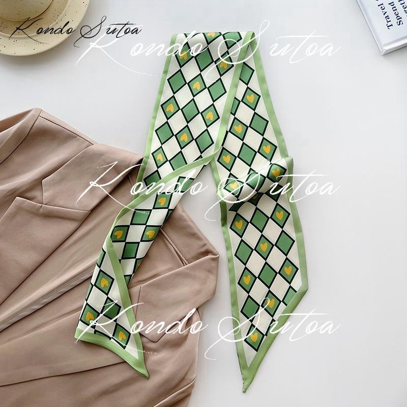 選べる2点 スカーフ レディース バッグスカーフ 細め スリム ヘアリボン ドット ロゴ フラワー 大人 20代 30代 40代