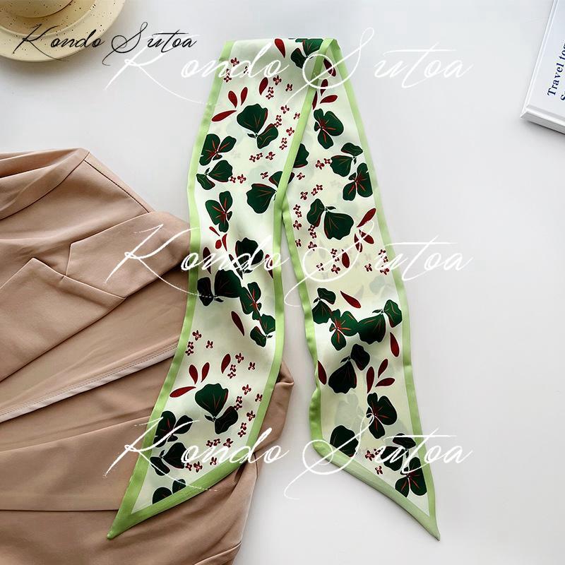 選べる2点 スカーフ レディース バッグスカーフ 細め スリム ヘアリボン ドット ロゴ フラワー 大人 20代 30代 40代 - 画像 (2)