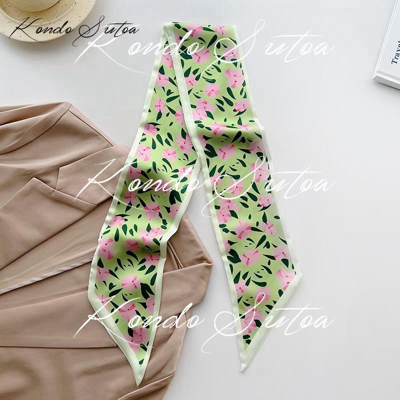 選べる2点 スカーフ レディース バッグスカーフ 細め スリム ヘアリボン ドット ロゴ フラワー 大人 20代 30代 40代 - 画像 (3)