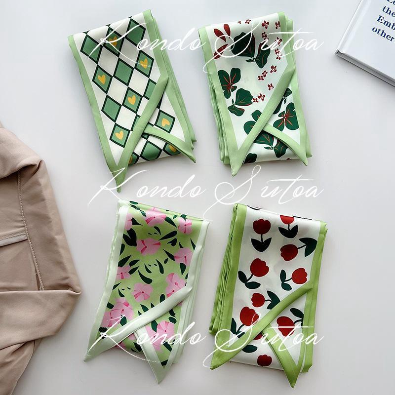 選べる2点 スカーフ レディース バッグスカーフ 細め スリム ヘアリボン ドット ロゴ フラワー 大人 20代 30代 40代 - 画像 (7)