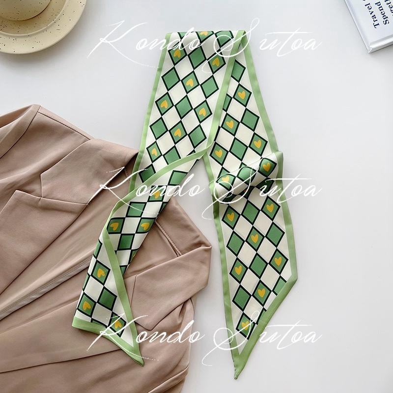 選べる2点 スカーフ レディース バッグスカーフ 細め スリム ヘアリボン ドット ロゴ フラワー 大人 20代 30代 40代 - 画像 (8)