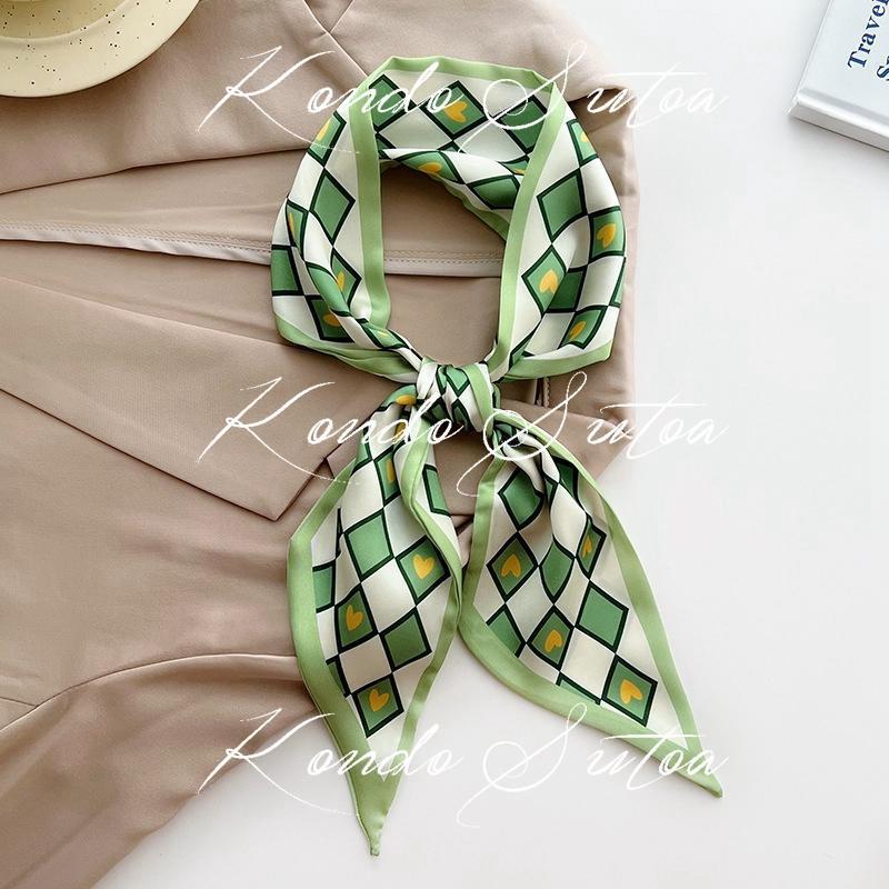 選べる2点 スカーフ レディース バッグスカーフ 細め スリム ヘアリボン ドット ロゴ フラワー 大人 20代 30代 40代 - 画像 (9)