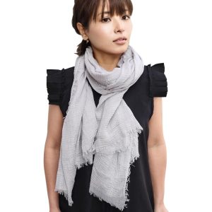 スカーフ ストール スタイリスト監修 秋 冬 夏 レディース 大判 UVカット99％ 薄手 ガーゼ MDM( ライトグレー)