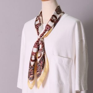 BAYBLO スカーフ バンダナ (CR)「ユニセックス」「リング付き」レオパード & チェーン柄 プリント レディース メンズ