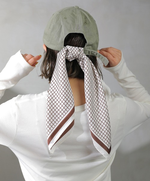 スカーフ バンダナ ヘッドスカーフ 55×55cm レトロ ヴィンテージ風 プリント 総柄 シルクタッチ レディース - 画像 (3)