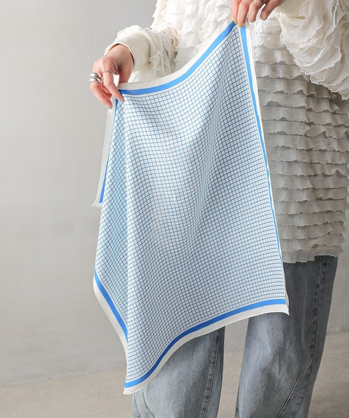 スカーフ バンダナ ヘッドスカーフ 55×55cm レトロ ヴィンテージ風 プリント 総柄 シルクタッチ レディース - 画像 (7)