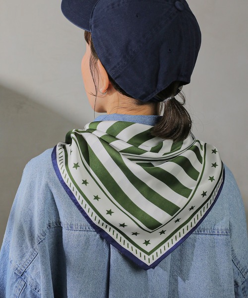 スカーフ バンダナ ヘッドスカーフ 55×55cm レトロ ヴィンテージ風 プリント 総柄 シルクタッチ レディース - 画像 (6)