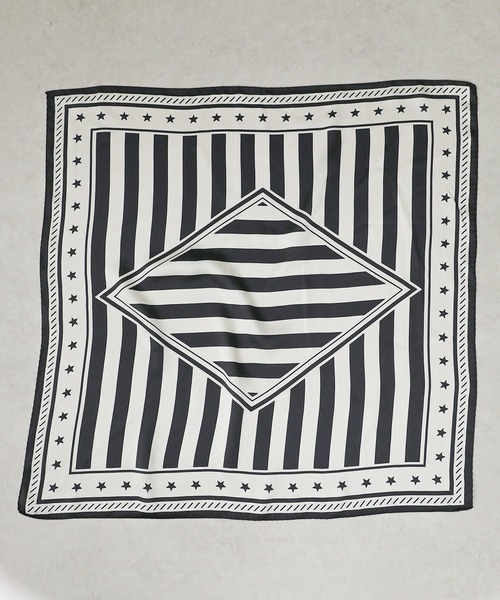 スカーフ バンダナ ヘッドスカーフ 55×55cm レトロ ヴィンテージ風 プリント 総柄 シルクタッチ レディース