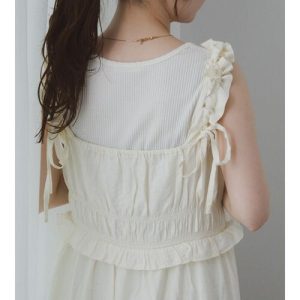 ehka sopo ワンピース シャーリングフリルキャミワンピース