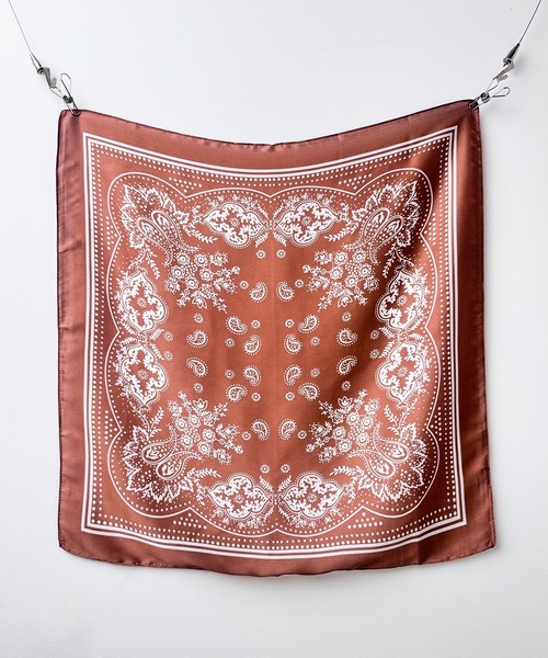MAISON SELECT スカーフ バンダナ 7B28 大判 ヘッドスカーフ バンダナ風スカーフ 70cm×70cm ペイズリー レディース - 画像 (4)
