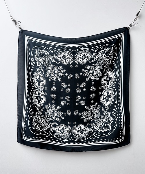 MAISON SELECT スカーフ バンダナ 7B28 大判 ヘッドスカーフ バンダナ風スカーフ 70cm×70cm ペイズリー レディース - 画像 (2)