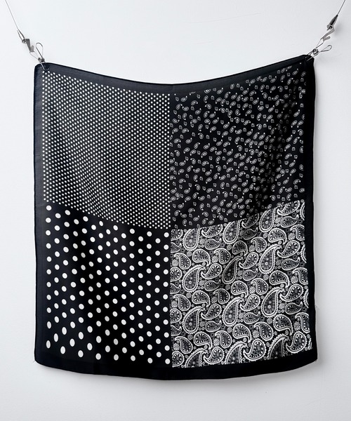 MAISON SELECT スカーフ バンダナ 7B28 大判 ヘッドスカーフ バンダナ風スカーフ 70cm×70cm ペイズリー レディース - 画像 (3)