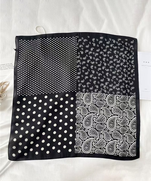 MAISON SELECT スカーフ バンダナ 7B28 大判 ヘッドスカーフ バンダナ風スカーフ 70cm×70cm ペイズリー レディース - 画像 (8)