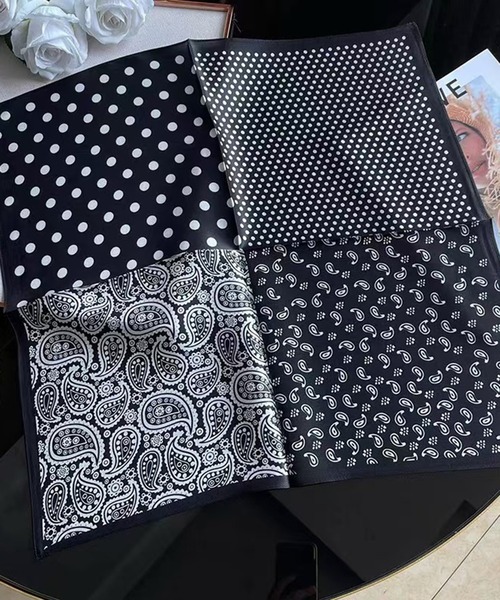 MAISON SELECT スカーフ バンダナ 7B28 大判 ヘッドスカーフ バンダナ風スカーフ 70cm×70cm ペイズリー レディース - 画像 (9)