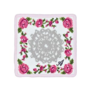 Enjeau プレゼント 女性 実用的 タオルハンカチ ハンカチ 刺繍イニシャル ミニ リトルローズ 日本製 ギフト シェニール織 アーンジョー 40代 50代 60代