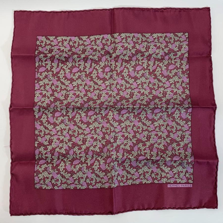 HERMES ☆☆ エルメス 葡萄柄 シルク100% パープル ハンカチ レディース 傷や汚れあり - 画像 (3)