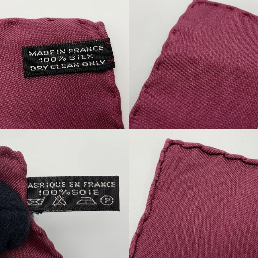 HERMES ☆☆ エルメス 葡萄柄 シルク100% パープル ハンカチ レディース 傷や汚れあり - 画像 (4)