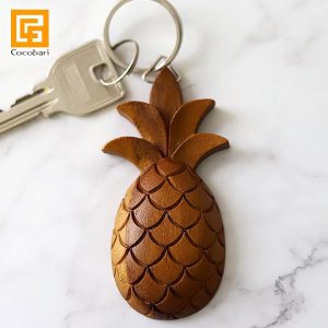 木製キーリング(パイナップル) ※カニカン付き パイナップル キーホルダー 木製 特別感 ガムランボール 通販 メール便対応可