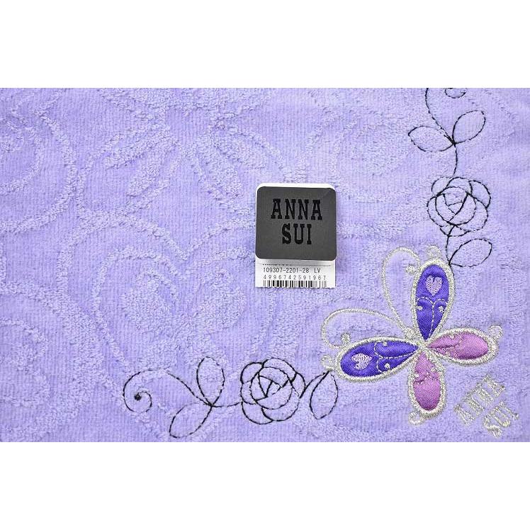 ANNA SUI アナスイ タオルハンカチ 1枚 レディース ブランド パープル バタフライ ローズ 刺繍 女性 婦人 ハンドタオル