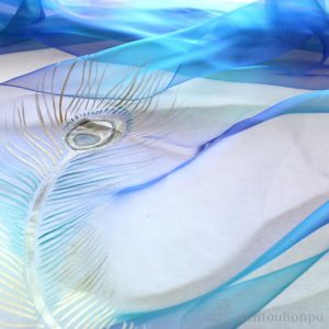 天女の羽衣 加賀友禅染ショール 手描き クジャク 中 ( 工房久恒 ストール 結婚式 大判 パーティー おしゃれ 加賀友禅 結婚 出産 内祝い 引き出物 金婚式 )