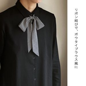 スカーフ メンズ レディース リボンタイ ボウタイ ナロー 千鳥格子 チェック 柄 5cm幅 手結び 日本製 メール便配送 dplus arts