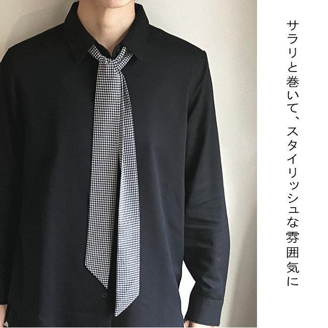 スカーフ メンズ レディース リボンタイ ボウタイ ナロー 千鳥格子 チェック 柄 5cm幅 手結び 日本製 メール便配送 dplus arts - 画像 (2)