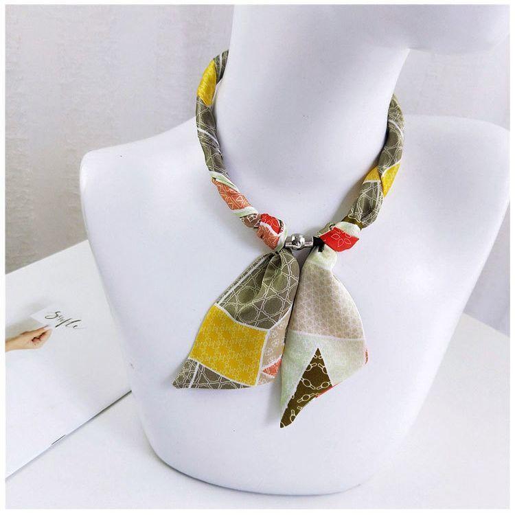 【大特価】スカーフ マグネット式 ワンタッチ シルクタッチ 簡単 ネックレス風 チョーカー風 レディース アクセサリー おしゃれ きれいめ エレガント か - 画像 (3)