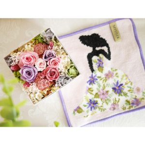 feiler 選べるフェイラー　お花のセット　ラベンダー×ブルー　フェイラー25cm　プリザーブドフラワー　【誕生日】【結婚祝】【退職祝】【還暦祝】【記念品】