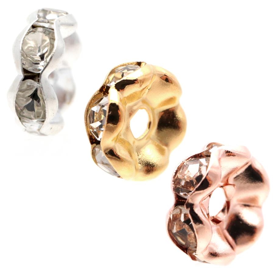 GOLD STONE ロンデル 8mm 10個入り 波ロンデル 波型 ラインストーン ビーズ パワーストーン シルバー スペーサー 数珠 天然石 ハンドメイド パーツ DIY 敬老の日 - 画像 (4)