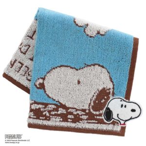 PEANUTS スヌーピー　タオルハンカチ　スヌーピーとチャーリーブラウン　ブルー