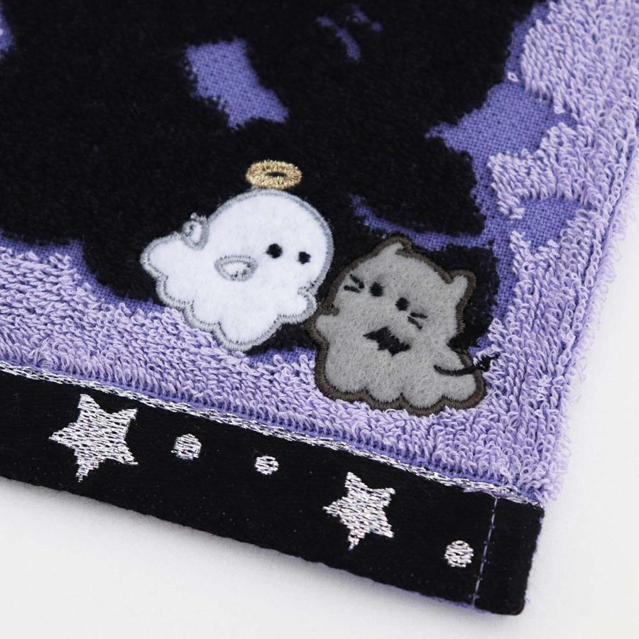 オバケーヌ タオルハンカチ アクマ―ヌ&テンシ―ヌ アップリケ ブラック - 画像 (2)