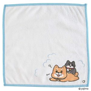 ねこに転生したおじさん スマホ拭きハンカチ スケキヨモチーフ ブルー