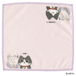 ねこに転生したおじさん スマホ拭きハンカチ ねこの足跡 ホワイト