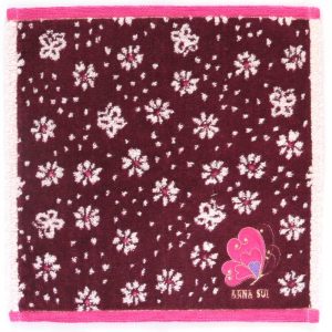 ANNA SUI アナ スイ　タオルハンカチ　バタフライ　アップリケ刺繍　ピンク