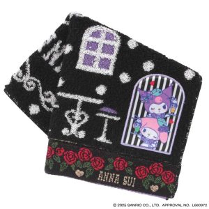 ANNA SUI アナスイ × マイメロディ クロミ　タオルハンカチ　アップリケ　マイメロディ・クロミ　ブラック
