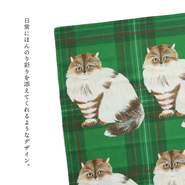 松尾ミユキ | Matsuo Miyuki ハンカチーフ タータンチェック 全4種 ハンカチ ランチョンマット 猫 ねこ かわいい おしゃれ 個性派 プレゼント - 画像 (3)