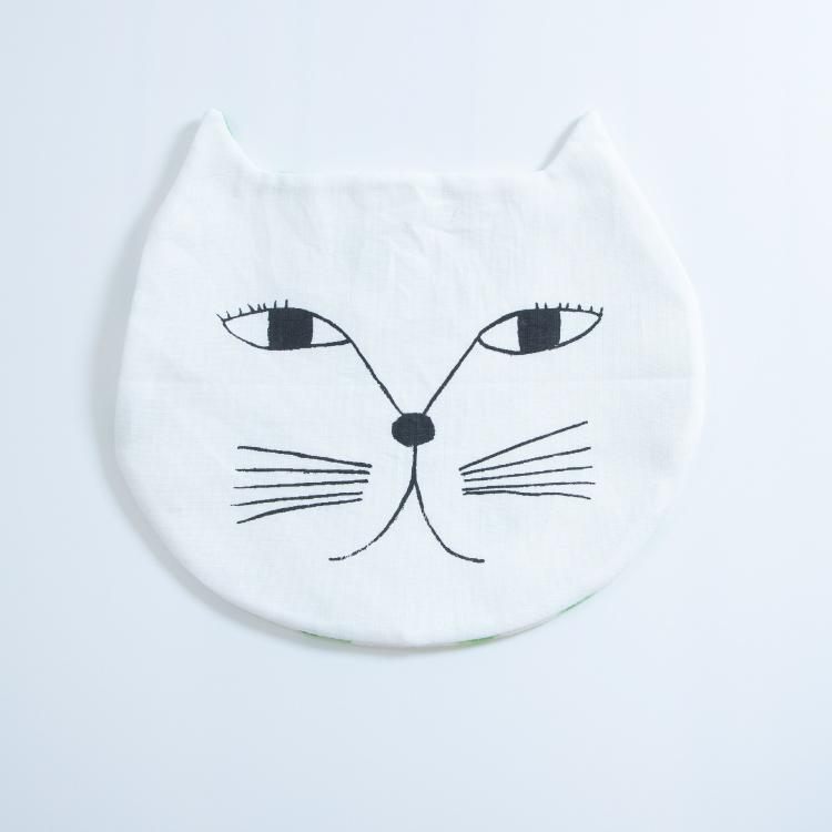 ハンカチ 猫型 ギフト / エモエモ 動物ハンカチ 全2種 日本製 綿100% レディース 個性的 emoemo