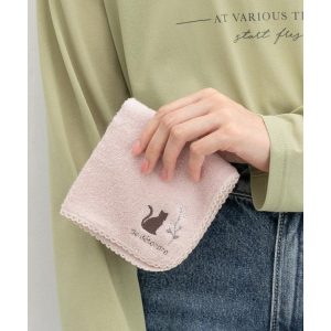 Honeys ハンカチ タオルハンカチ ミニタオル 刺繍 綿100% ワンポイント アニマル柄 ロゴ レース フェミニン レディース ハニーズ ハンカチタオル