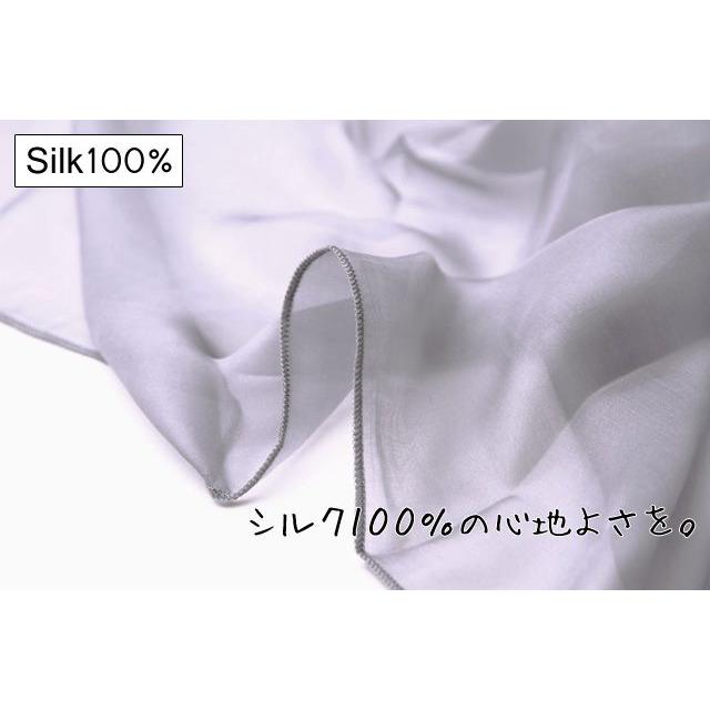 Instyle Japan スカーフ レディース ストール シルク100% ミディアムグレーD 黒 白 灰色 大判 マフラー シフォン Dサイズ:195×135cm インスタイルジャパン