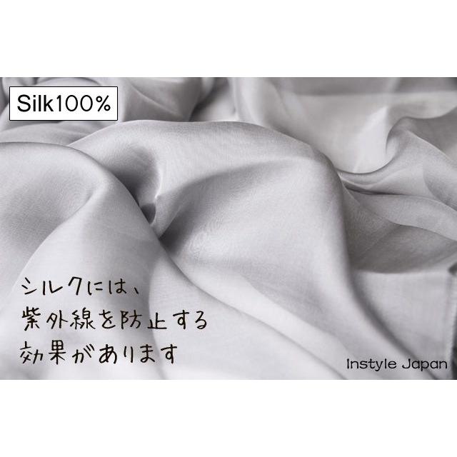 Instyle Japan スカーフ レディース ストール シルク100% ミディアムグレーD 黒 白 灰色 大判 マフラー シフォン Dサイズ:195×135cm インスタイルジャパン - 画像 (2)