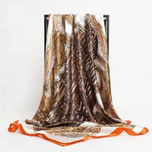 正方形 大判 スカーフ 90cm ストール レディース シルク調 ハンダナスカーフ ヘアクセサリー バッグチャーム バッグスカーフ