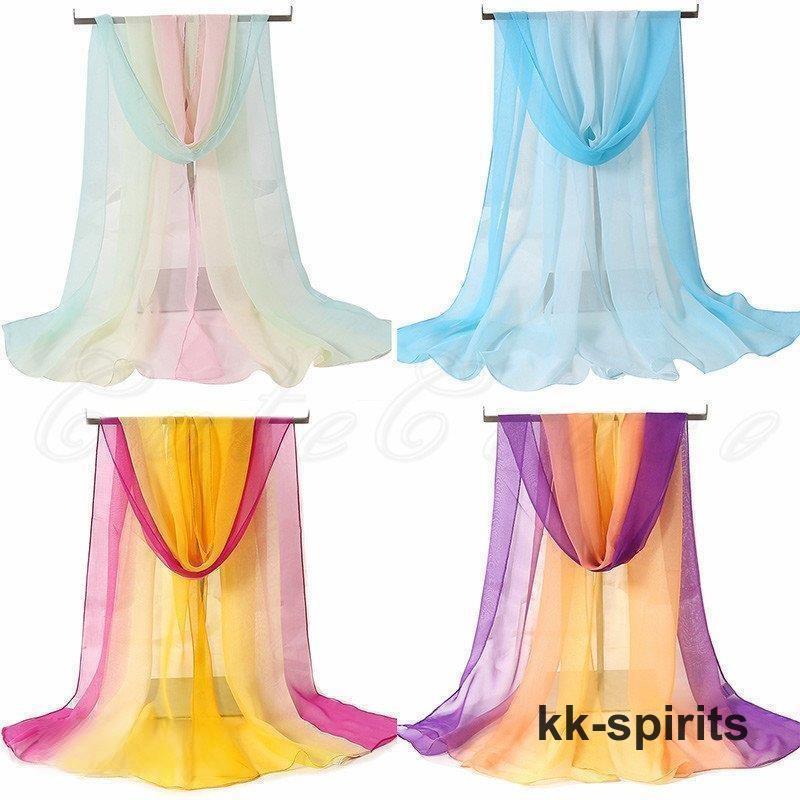 ロングスカーフ レディース マフラー ストール 首巻き グラデーション シフォン ふんわり 軽い 贈り物 春夏秋 きれいめ おしゃれ - 画像 (4)