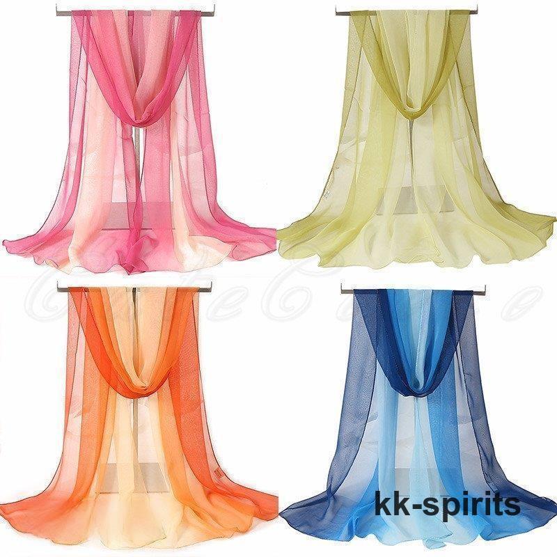 ロングスカーフ レディース マフラー ストール 首巻き グラデーション シフォン ふんわり 軽い 贈り物 春夏秋 きれいめ おしゃれ - 画像 (5)