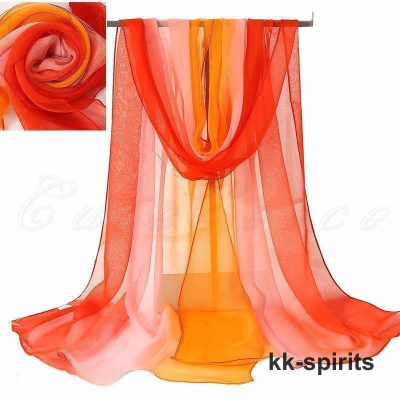ロングスカーフ レディース マフラー ストール 首巻き グラデーション シフォン ふんわり 軽い 贈り物 春夏秋 きれいめ おしゃれ - 画像 (6)