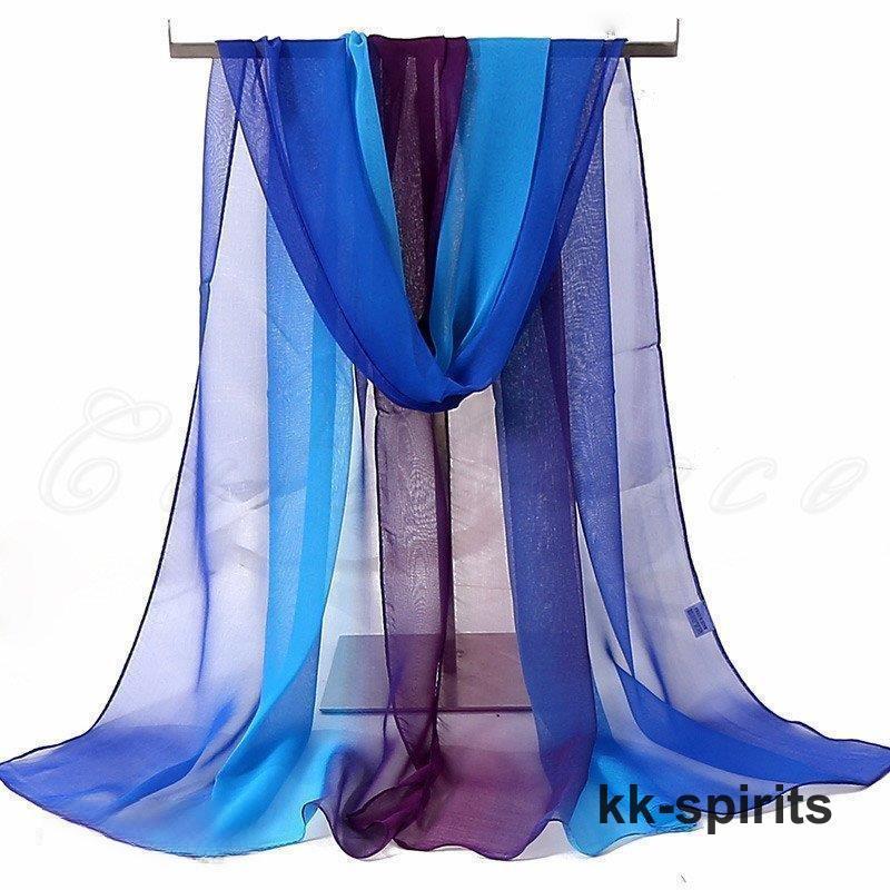 ロングスカーフ レディース マフラー ストール 首巻き グラデーション シフォン ふんわり 軽い 贈り物 春夏秋 きれいめ おしゃれ - 画像 (9)