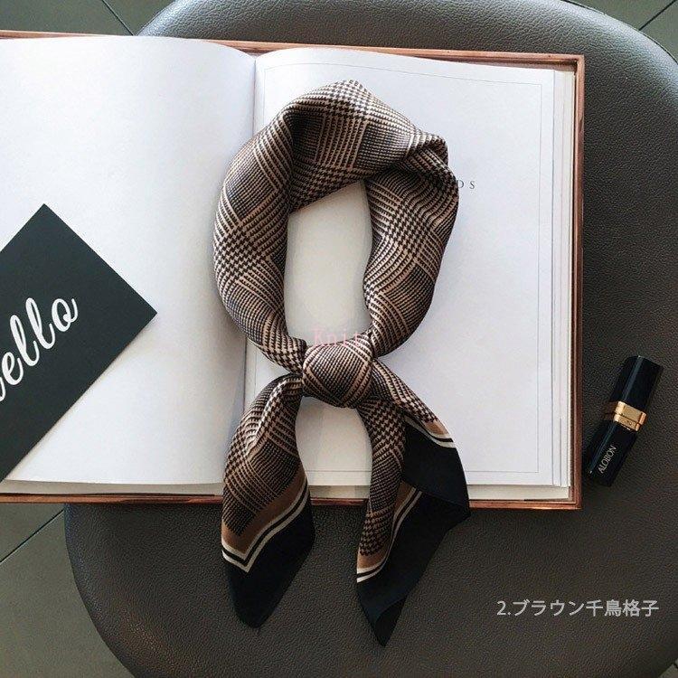 スカーフ シルク調 レディース 大判 シルク シフォン 巻き方 コーデ スカーフベルト 正方形 韓国 - 画像 (2)