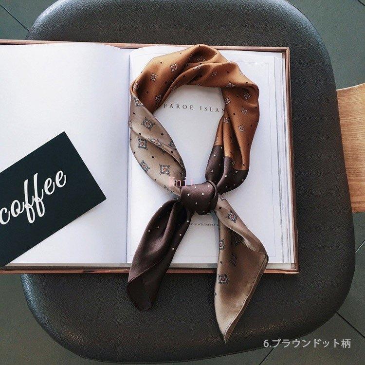 スカーフ シルク調 レディース 大判 シルク シフォン 巻き方 コーデ スカーフベルト 正方形 韓国 - 画像 (6)