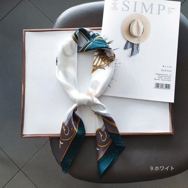 スカーフ シルク調 レディース 大判 シルク シフォン 巻き方 コーデ スカーフベルト 正方形 韓国 - 画像 (9)