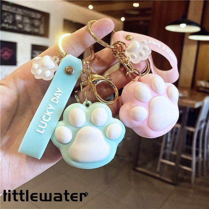 プレゼント キーホルダー バッグチャーム 猫 犬 肉球 デザイン ゴールド かわいい 韓国 ギフト 通学 飾り 可愛い ミント ピンク ラベンダー - 画像 (4)