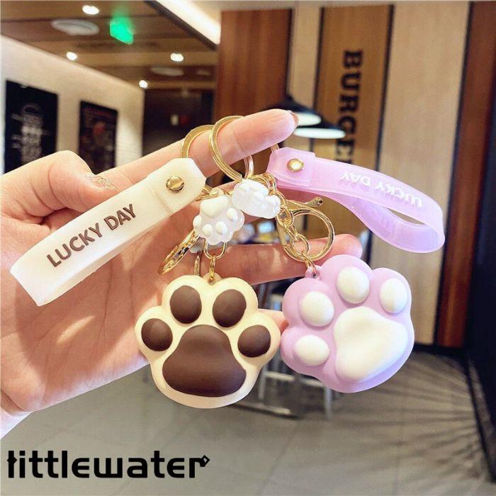 プレゼント キーホルダー バッグチャーム 猫 犬 肉球 デザイン ゴールド かわいい 韓国 ギフト 通学 飾り 可愛い ミント ピンク ラベンダー - 画像 (5)